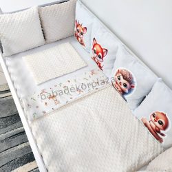   Deluxe Baby 10 részes babaágynemű garnitúra - vanília - cuki őzike-róka-madárka-süni