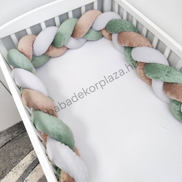 Minky fonott rácsvédő - tricolor (cappuccino - zsályazöld - szürke) - VÁLASZTHATÓ MÉRETBEN