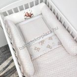 Deluxe Baby babaágynemű garnitúra hengerpárnás rácsvédővel - mogyoró alvó maci