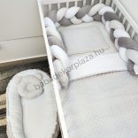 Deluxe Baby Minky babaágynemű garnitúra babafészekkel - 5 részes - szürke - fehér