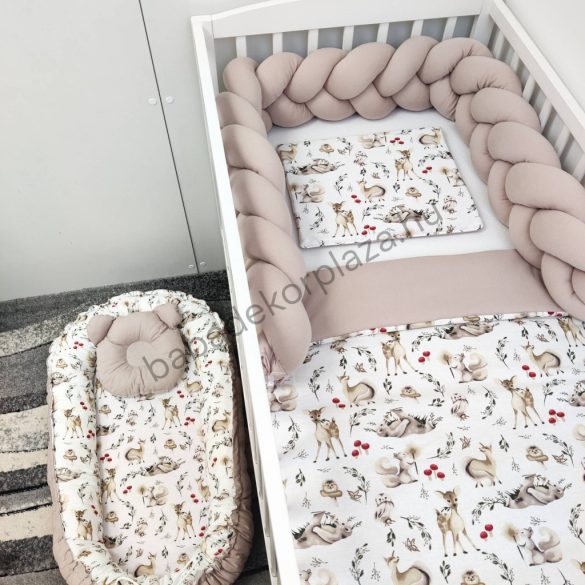 Babaágynemű garnitúra babafészekkel - 5 részes - Forest Friends