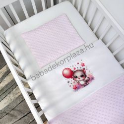   Deluxe Baby 2 részes babaágynemű garnitúra - takaró + párna - világos rózsaszín - cica léggömbökkel