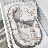 Babaágynemű garnitúra babafészekkel - 3 részes - Elefánt és barátai (Limitált széria)