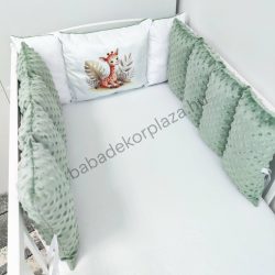   Deluxe Baby Extra párnás rácsvédő - Dreamland Collection - sötét zsályazöld - szavanna