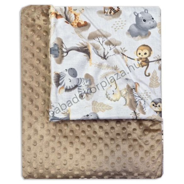 Babatakaró - bélelt - 70*90 cm - cappuccino - szafari kölykök