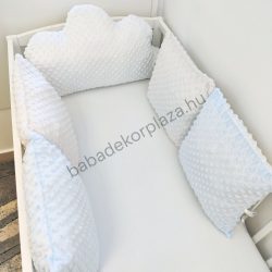   Deluxe Baby Minky párnás rácsvédő felhőpárnával, 5 db-os - tricolor (fehér - szürke - világoskék)