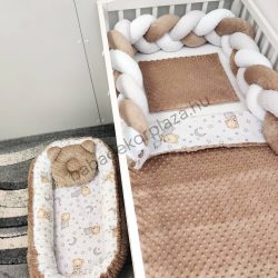   Deluxe Baby babaágynemű garnitúra babafészekkel - 5 részes - cappuccino - cuki macik