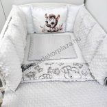 Deluxe Baby babaágynemű garnitúra Extra párnás rácsvédővel - Dreamland Collection - szürke - bébi szafari zebra