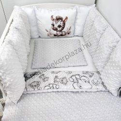   Deluxe Baby babaágynemű garnitúra Extra párnás rácsvédővel - Dreamland Collection - szürke - bébi szafari zebra