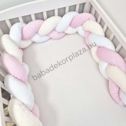   Fonott rácsvédő Minky - tricolor (rózsaszín - vanília - fehér) - VÁLASZTHATÓ MÉRETBEN
