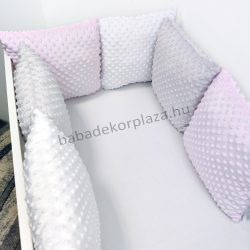  Deluxe Baby Minky párnás rácsvédő 6 db-os - tricolor (világos rózsaszín - szürke - fehér)