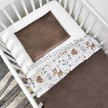 Deluxe Baby 2 részes babaágynemű garnitúra - takaró + párna - csoki - őzike és mosómedve