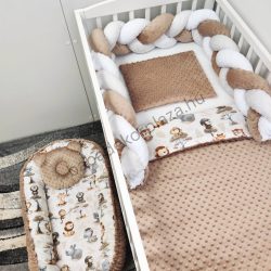   Deluxe Baby babaágynemű garnitúra babafészekkel - 5 részes - cappuccino - szafari kölykök