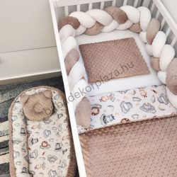   Deluxe Baby babaágynemű garnitúra babafészekkel - 5 részes - cappuccino - vidám szafari I.