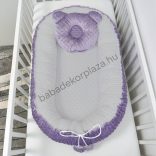Deluxe Baby többfunkciós babafészek macipárnával - Minky orgona - szürke