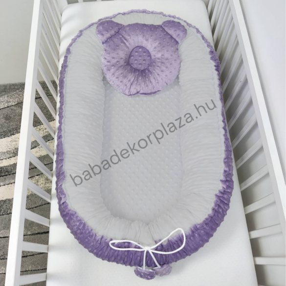 Deluxe Baby többfunkciós babafészek macipárnával - Minky orgona - szürke