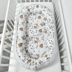   Deluxe Baby többfunkciós babafészek - Minky szürke - őzike és mosómedve