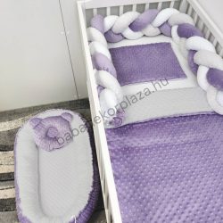   Deluxe Baby Minky babaágynemű garnitúra babafészekkel - 5 részes - orgona - szürke