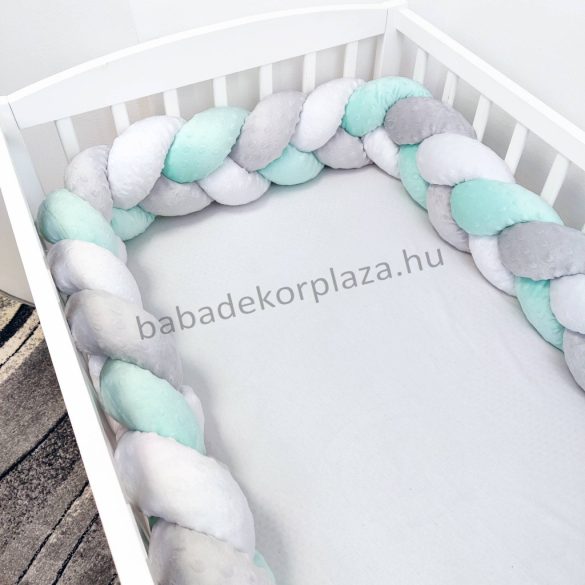 Fonott rácsvédő Minky - tricolor (szürke - menta - fehér) - VÁLASZTHATÓ MÉRETBEN