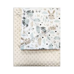   Deluxe Baby 70*90 cm-es bélelt Minky-pamut babatakaró - mogyoró - nyuszi és bagoly
