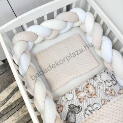   Deluxe Baby 3 részes babaágynemű garnitúra - takaró + párna + fonott rácsvédő - mogyoró - bébi szafari III.