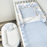 Deluxe Baby Minky babaágynemű garnitúra babafészekkel - 5 részes - világoskék - fehér - szürke