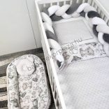 Deluxe Baby babaágynemű garnitúra babafészekkel - 5 részes - Szürke - bébi szafari