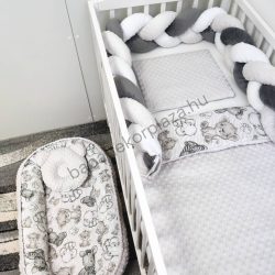   Deluxe Baby babaágynemű garnitúra babafészekkel - 5 részes - Szürke - bébi szafari
