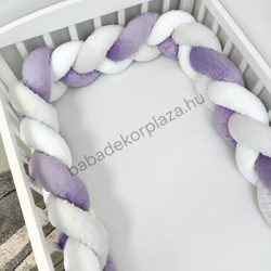   Fonott rácsvédő 60*120-as kiságyban körbeérő - Minky tricolor (orgona - szürke - fehér)