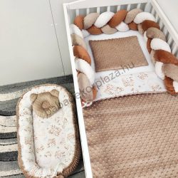   Deluxe Baby babaágynemű garnitúra babafészekkel - 5 részes - cappuccino - bébi erdei állatok