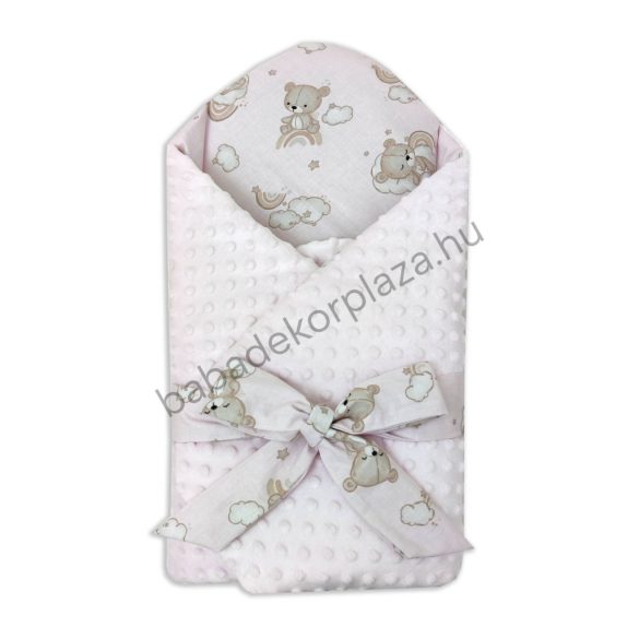 Deluxe Baby babapólya - világos rózsaszín - felhőn alvó macikák