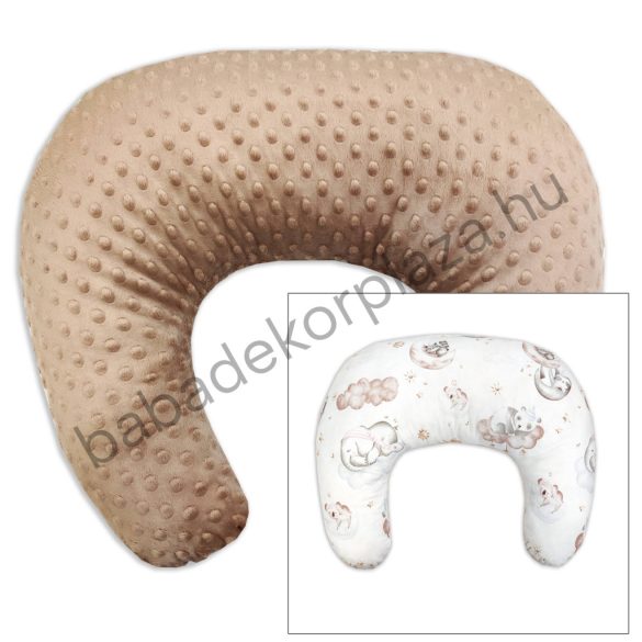Comfort kétoldalas szoptatós párna - cappuccino - felhőn alvó állatok