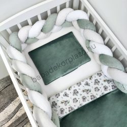   Deluxe Baby 3 részes babaágynemű garnitúra - takaró + párna + fonott rácsvédő - zöld koalák