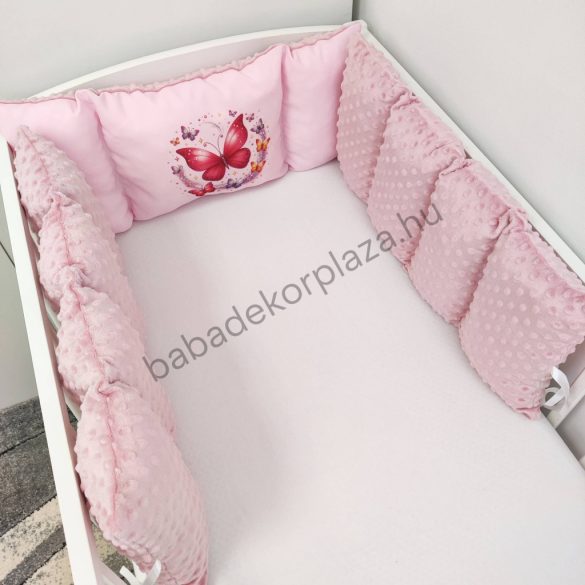 Deluxe Baby Extra párnás rácsvédő - Dreamland Collection - mályvarózsa - pillangók