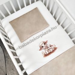   Deluxe Baby 2 részes babaágynemű garnitúra - takaró + párna - aranyhomok - báránykák