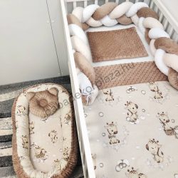   Deluxe Baby babaágynemű garnitúra babafészekkel - 5 részes - Cappuccino - bébi zsiráf