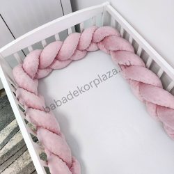   Fonott rácsvédő 70*140-es kiságy feléig érő - Minky mályvarózsa