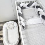 Deluxe Baby Minky babaágynemű garnitúra babafészekkel - 5 részes - szürke - fehér - sötét grafit