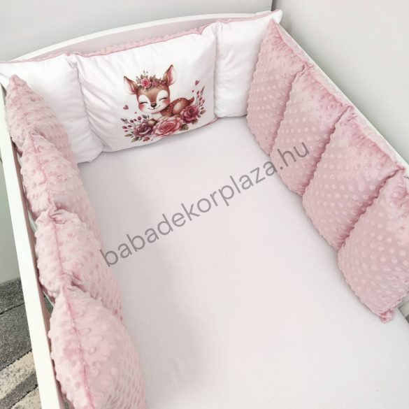 Deluxe Baby Extra párnás rácsvédő - Dreamland Collection - mályvarózsa őzike virágokkal