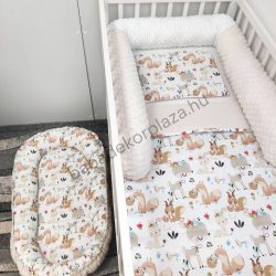   Babaágynemű garnitúra babafészekkel, hengerpárnával - 4 részes - Lovely Bunny (Limitált széria)