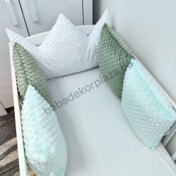   Rácsvédő párna koronapárnával - 5 db-os - Minky - zsályazöld - menta