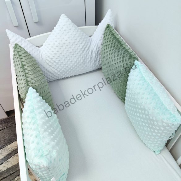 Rácsvédő párna koronapárnával - 5 db-os - Minky - zsályazöld - menta