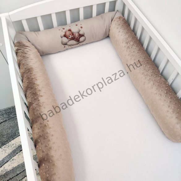Rácsvédő hengerpárna - 210 cm - cappuccino alvó maci