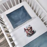 Deluxe Baby 2 részes babaágynemű garnitúra - takaró + párna - acélkék - tengerész maci