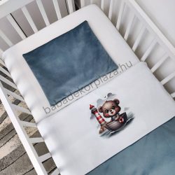   Deluxe Baby 2 részes babaágynemű garnitúra - takaró + párna - acélkék - tengerész maci