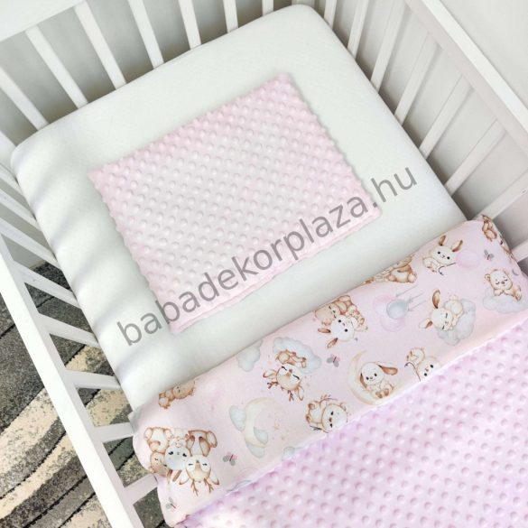 Babaágynemű - 2 részes - rózsaszín bébi erdei állatok