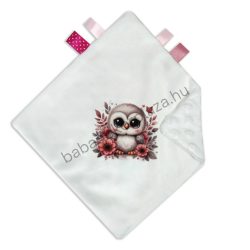  Deluxe Baby mintás szundikendő - fehér - bagoly virágokkal