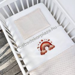   Deluxe Baby 2 részes babaágynemű garnitúra - takaró + párna - mogyoró - szivárvány
