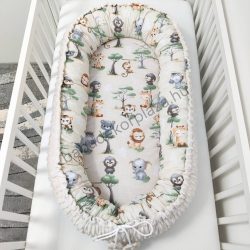   Deluxe Baby többfunkciós babafészek - Minky mogyoró - szafari kölykök