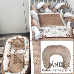   My Happy Baby babaágynemű garnitúra AJÁNDÉK baba-mama párnával – Nagy mackók felhőkön